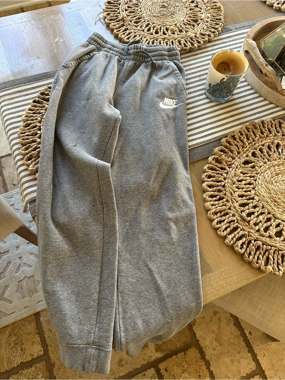 Nike Gray Boys' Fleece Joggers with White Logo